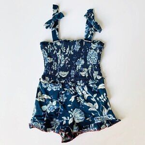 NWT Matilda Jane Girl Camille Blue Floral Print Girl Romper 4T 6 Years 10 Years